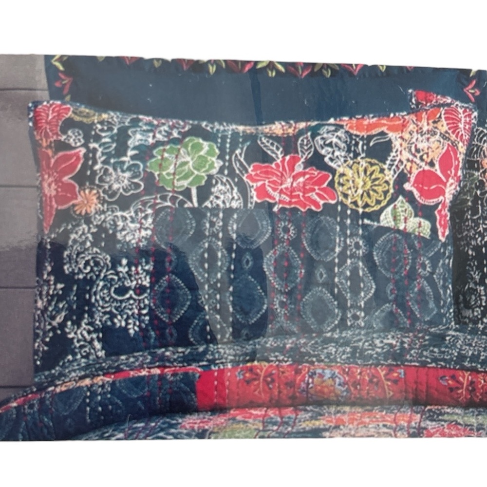 Dry Goods Kayla Quilted Floral Pillow Cover Shams In Blue